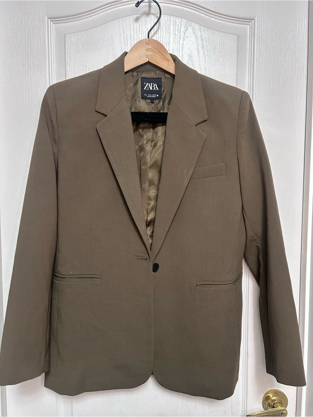 ZARA Olive Brown Single-Button Blazer